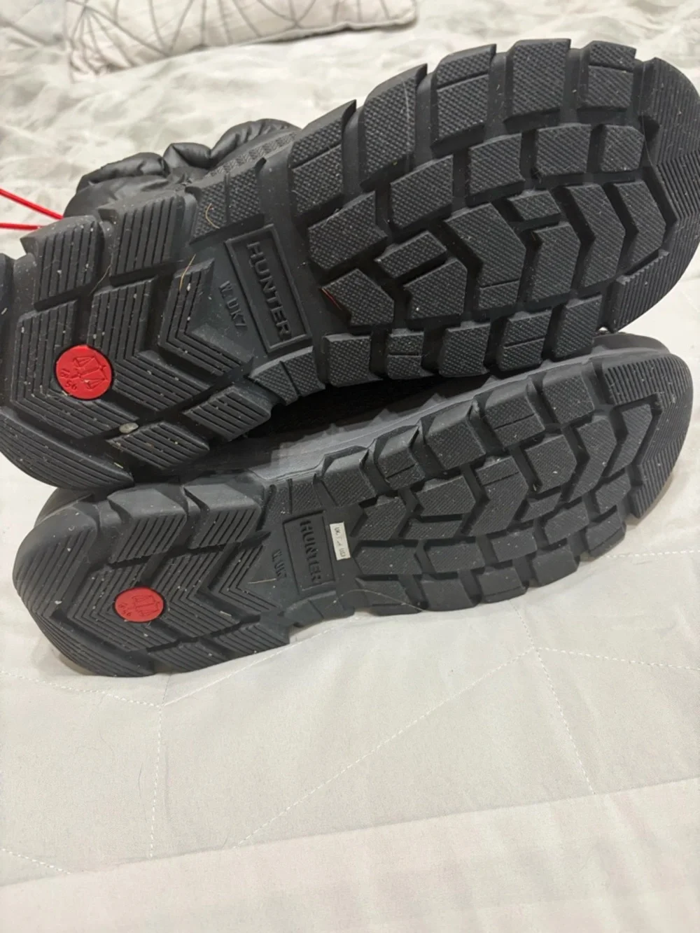 Hunter Black Winter Boots with Red Logo Trim